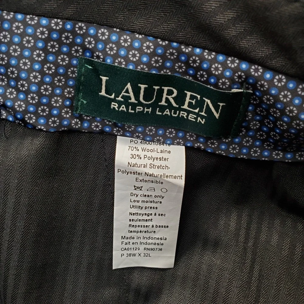 Lauren Ralph Lauren 2 Piece Suit Men 44S 38x32 Black Single Breasted Notch Lapel